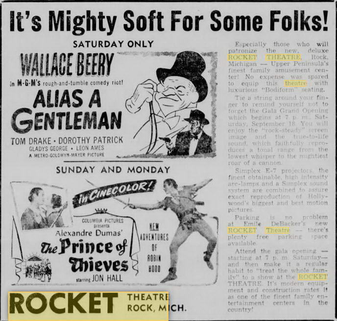 Rocket Theater - SEPT 17 1948 OPENING ANNOUNCEMENT